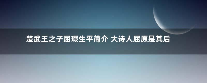 楚武王之子屈瑕生平简介 大诗人屈原是其后裔